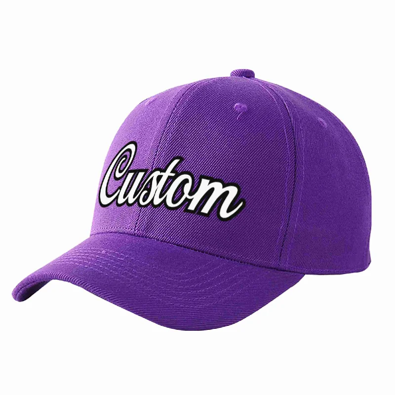 Security Baseball Cap-Custom Purple White-Black Curved Eaves Sport Baseball Cap Design for Men/Women/Youth