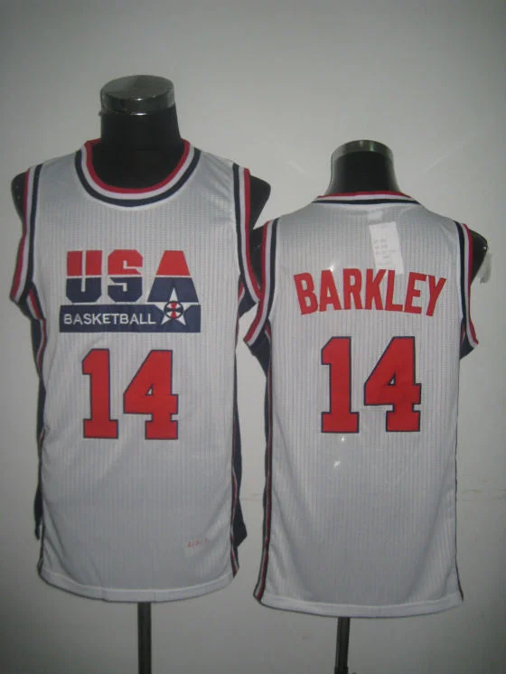 Home Game Basketball Jersey-USA Basketball 1992 Dream Team 14 Charles Barkley White Basketball Jersey