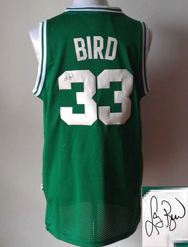 Valentine’s Day Basketball Jersey-Celtics 33 Bird Green Signature Edition Basketball Jerseys