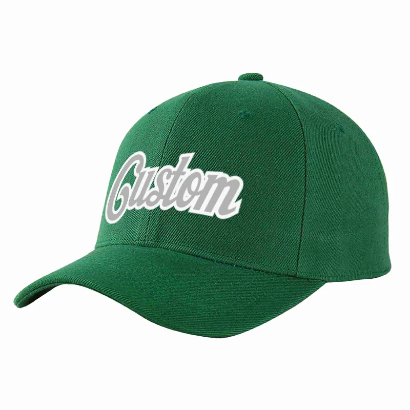 Father's Day Baseball Cap-Custom Green Gray-White Curved Eaves Sport Baseball Cap Design for Men/Women/Youth