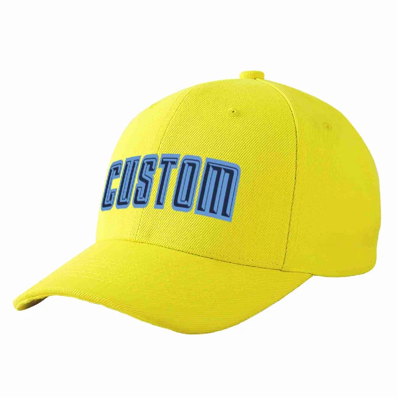 Youth Baseball Cap-Custom Yellow Navy-Light Blue Curved Eaves Sport Baseball Cap Design for Men/Women/Youth