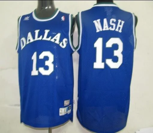 Championship Run Basketball Jersey-Mavericks 13 Nash Blue Swingman Basketball Jerseys