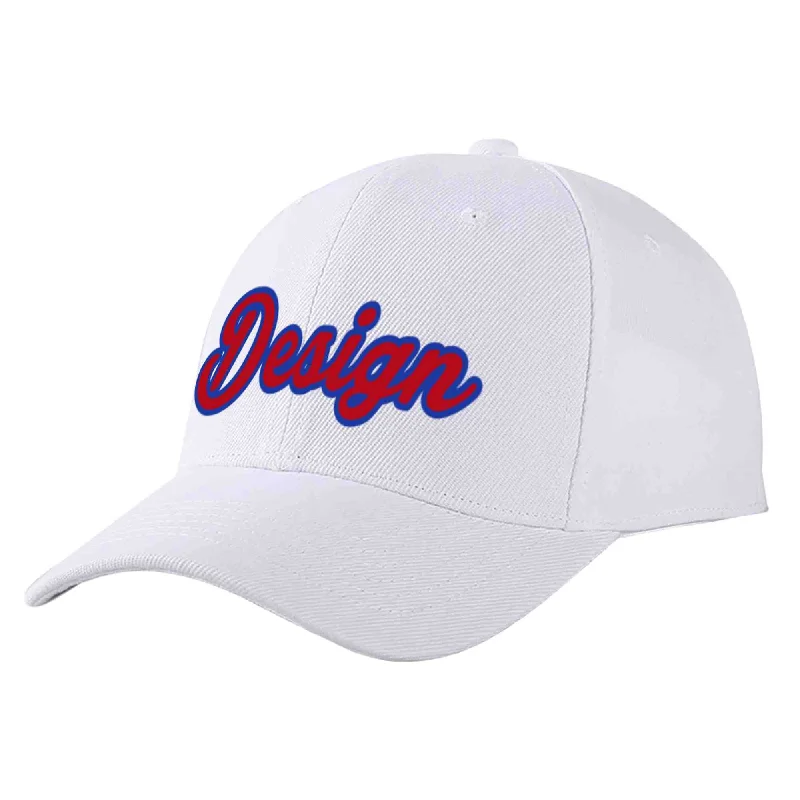 Corduroy Baseball Cap-Custom White Red-Royal Curved Eaves Sport Design Baseball Cap