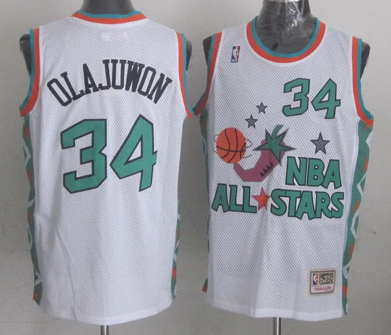 Sibling Basketball Jersey-1996 All Star 34 Olajuwon White Basketball Jerseys