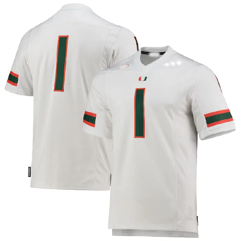 Burgundy Football Jersey-#1 M.Hurricanes  Team Premier White Football Jersey Stitched American College Jerseys