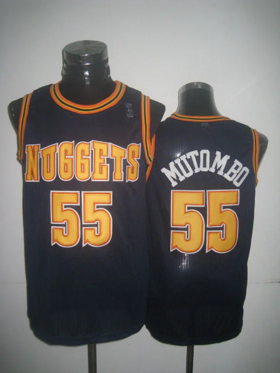 Basketball Festival Jersey-Nuggets 55 Mutombo Navy New Revolution 30 Basketball Jerseys