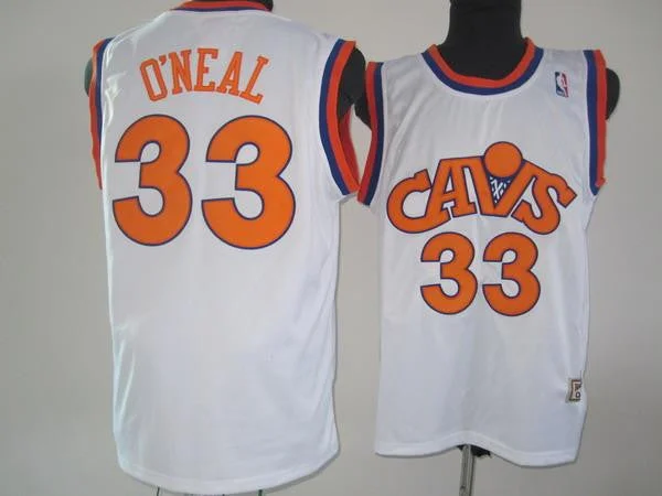 Basketball Game Night Jersey-Cavaliers 33 Shaquille O neal White CAVS Basketball Jerseys