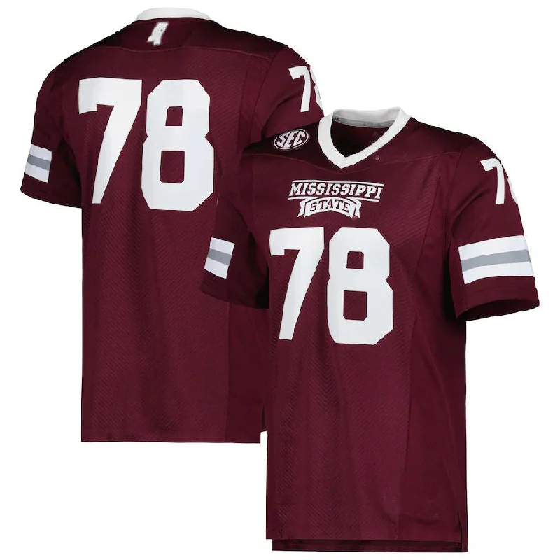 Home Game Football Jersey-#78 M.State Bulldogs Team Premier  Maroon Football Jersey Stitched American College Jerseys