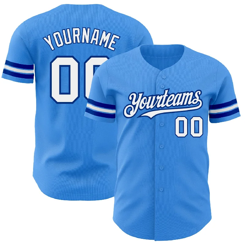 Major League Baseball Jersey-Custom Electric Blue White-Royal Authentic Baseball Jersey