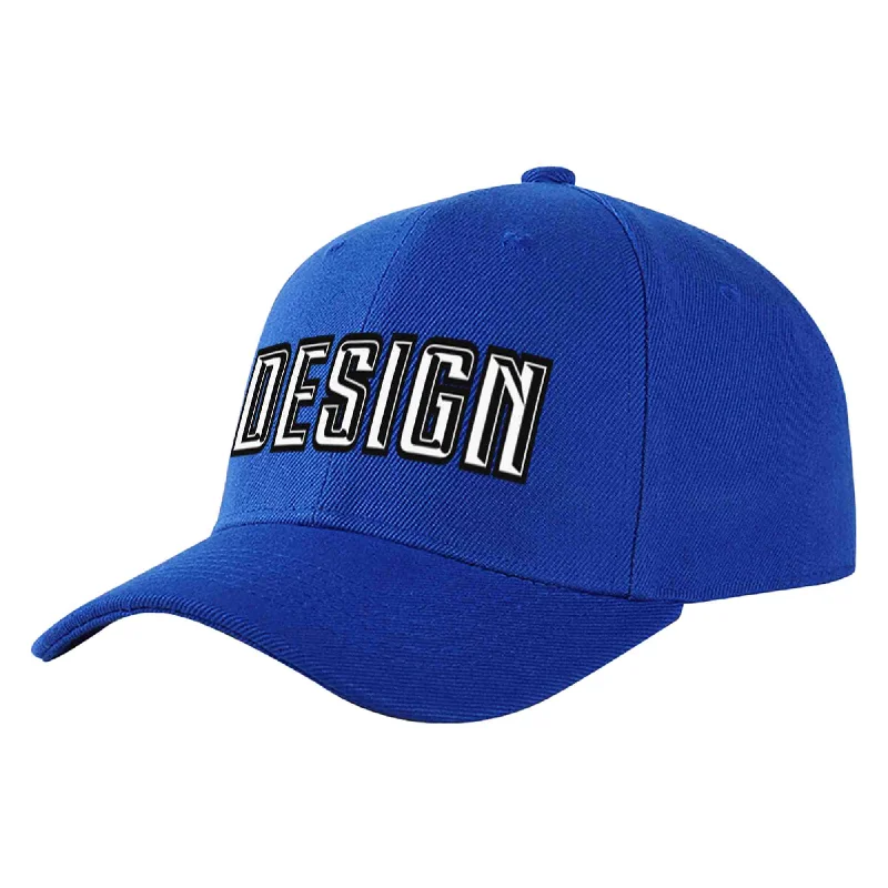 Reflective Baseball Cap-Custom Royal White-Black Curved Eaves Sport Design Baseball Cap