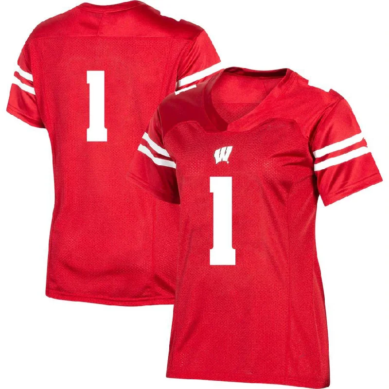 Football Game Night Jersey-#1 W.Badgers Under Armour Team Replica Football Jersey Red Stitched American College Jerseys