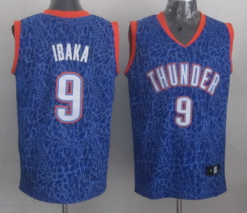 Blank Basketball Jersey-Thunder 9 Ibaka Blue Crazy Light Swingman Basketball Jerseys