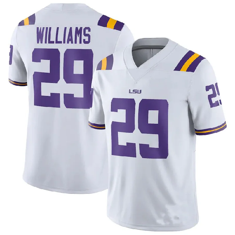 Football Signature Jersey-L.Tigers #29 Greedy Williams Game Jersey White Football Jersey Stitched American College Jerseys