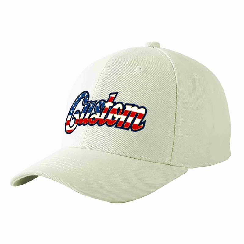 Gift Baseball Cap-Custom Cream Vintage USA Flag-Gold Curved Eaves Sport Baseball Cap Design for Men/Women/Youth