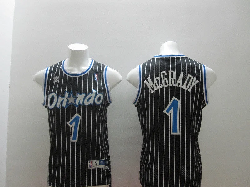 Glow-in-the-Dark Basketball Jersey-Magic 1 McGrady Black Swaingman Basketball Jerseys