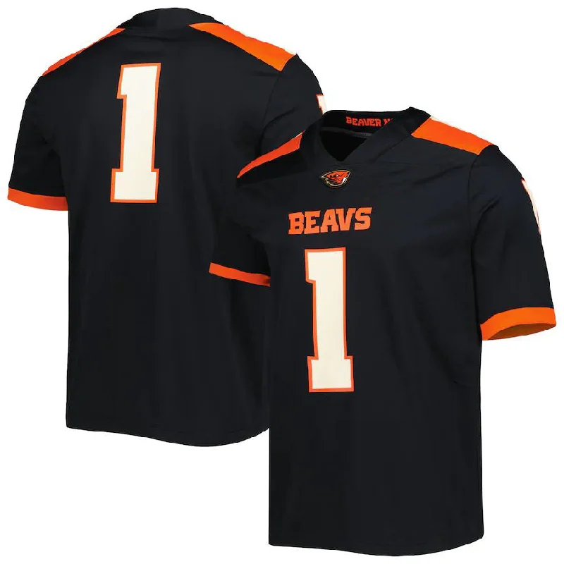 Sleeveless Football Jersey-#1 O.State Beavers Untouchable Football Jersey Black Stitched American College Jerseys