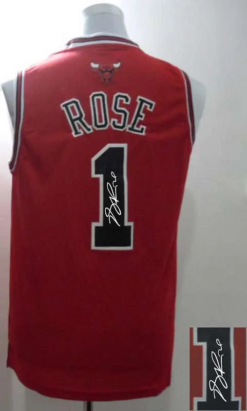 Name and Number Basketball Jersey-Bulls 1 Rose Red Signature Edition Basketball Jerseys