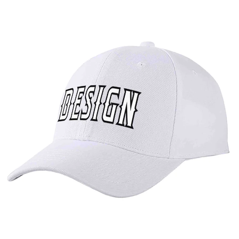 Superhero Baseball Cap-Custom White White-Black Curved Eaves Sport Design Baseball Cap