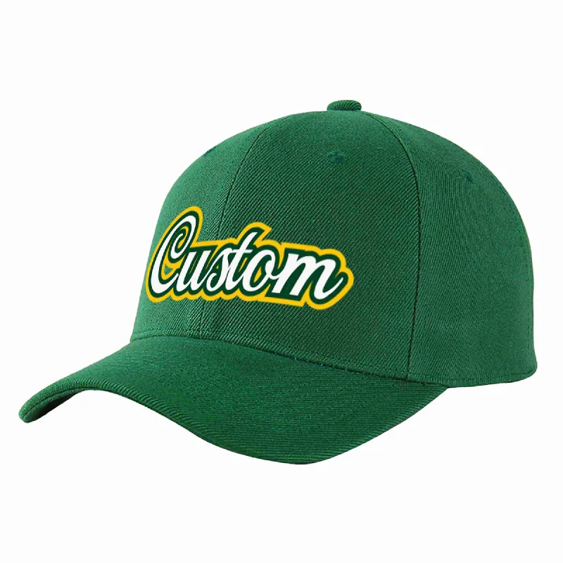 Mechanic Baseball Cap-Custom Green White-Kelly Green Curved Eaves Sport Baseball Cap Design for Men/Women/Youth