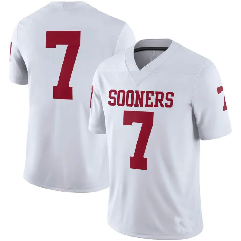 Custom Name Football Jersey-#7 O.Sooners Jordan Brand Team Game Jersey White Football Jersey Stitched American College Jerseys