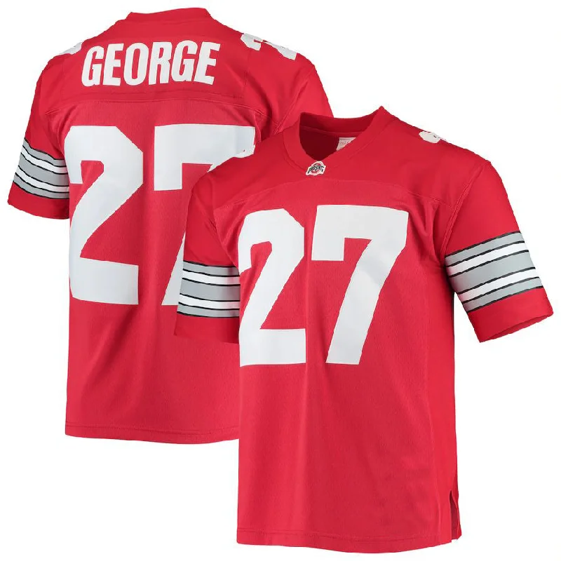 Youth League Football Jersey-O.State Buckeyes #27 Eddie George Mitchell & Ness 1995 Authentic Throwback Legacy Jersey  Scarlet Football Jersey Stitched American College Jerseys