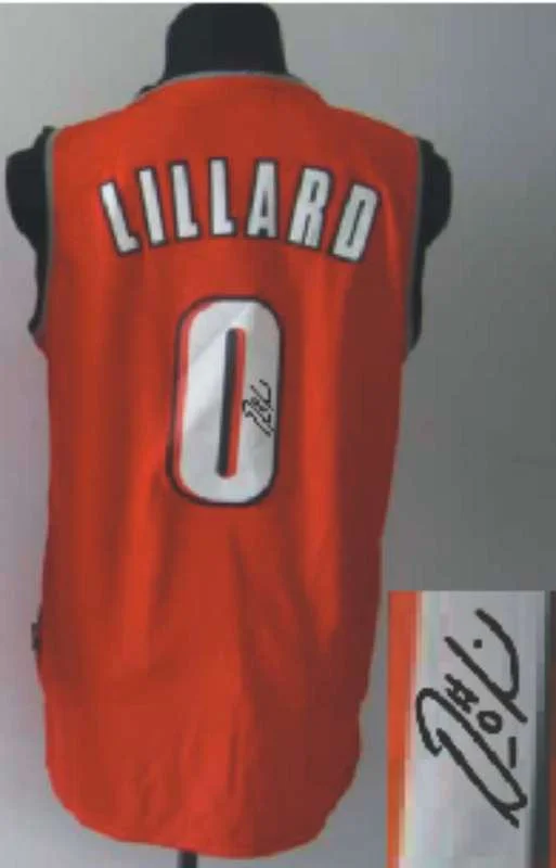 Basketball Hall of Fame Jersey-Blazers 0 Lillard Orange Signature Edition Basketball Jerseys