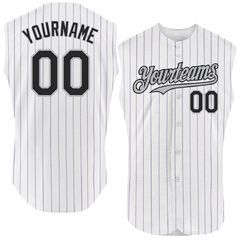 Hall of Fame Baseball Jersey-Custom White Brown Pinstripe Gold Authentic Sleeveless Baseball Jersey