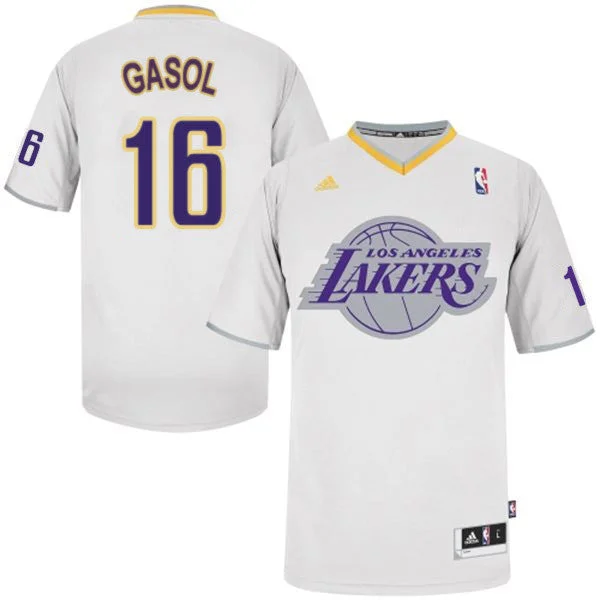 Performance Basketball Jersey-Lakers 16 Gasol White Christmas Edition Basketball Jerseys