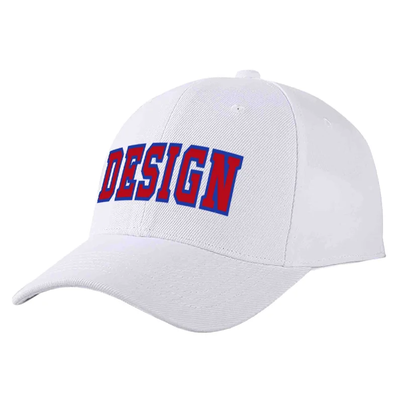 Nautical Baseball Cap-Custom White Red-Royal Curved Eaves Sport Design Baseball Cap