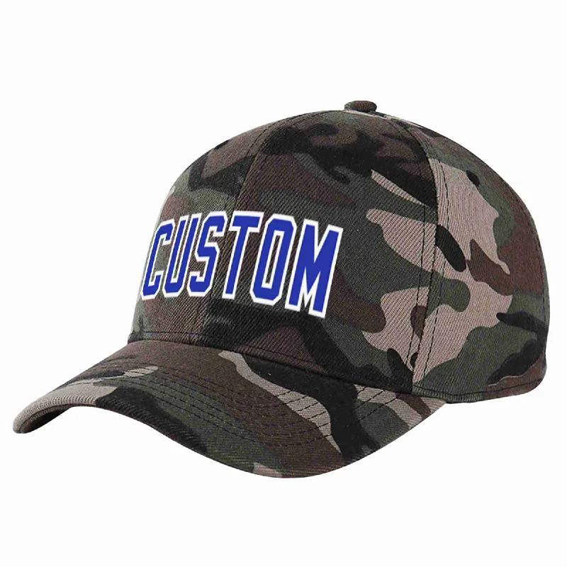 Birthday Baseball Cap-Custom Camo Royal-White Curved Eaves Sport Baseball Cap Design for Men/Women/Youth