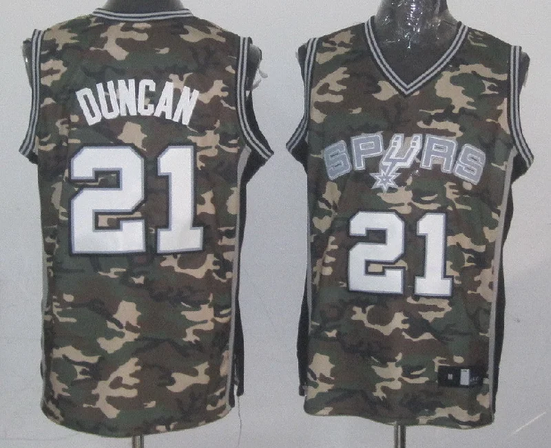 Basketball Sisterhood Jersey-Spurs 21 Duncan Swingman Camouflage Basketball Jerseys