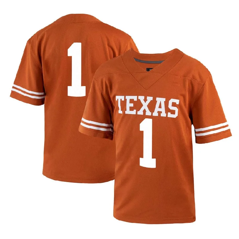 Blue Football Jersey-#1 T.Longhorns 1st Armored Division Old Ironsides Untouchable Football Jersey - Texas Orange American College Jerseys