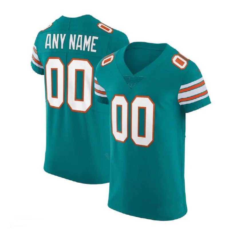 Little League Football Jersey-Custom M.Dolphins Aqua Elite Vapor Untouchable Jersey American Stitched Football Jerseys