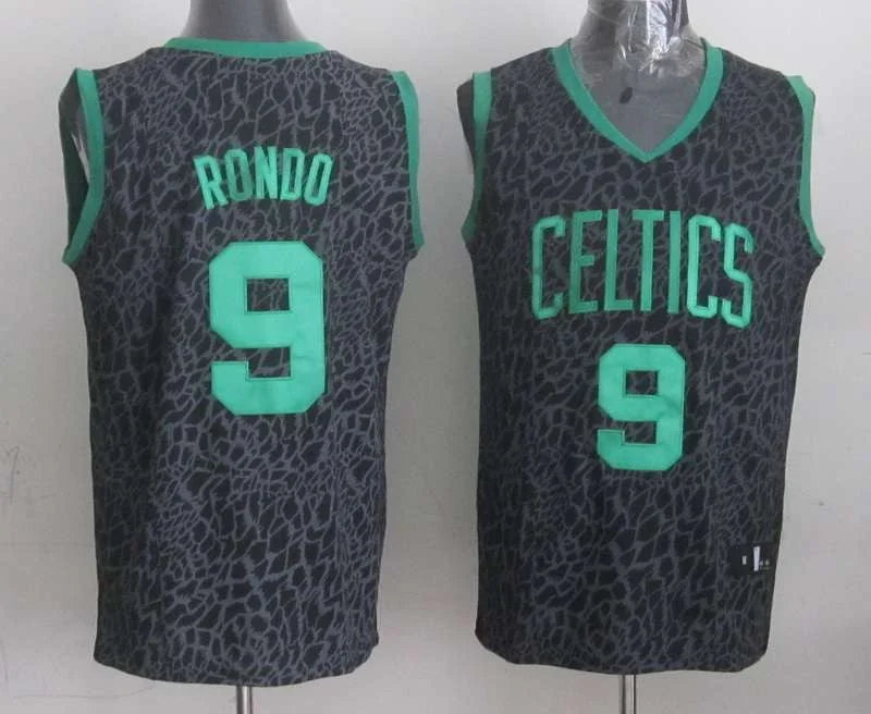 Muscle Fit Basketball Jersey-Celtics 9 Rondo Black Crazy Light Swingman Basketball Jerseys