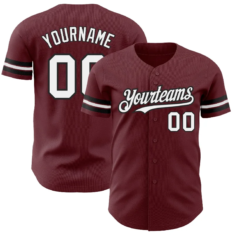 Mesh Baseball Jersey-Custom Burgundy White-Black Authentic Baseball Jersey