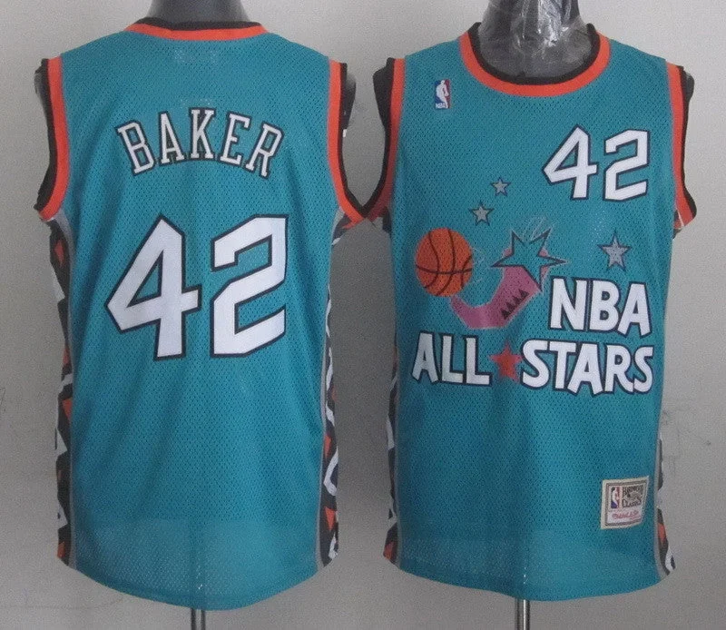 Hall of Fame Basketball Jersey-1996 All Star 42 Baker Teal Basketball Jerseys