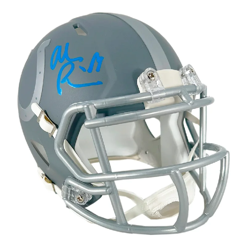 Shock-Absorbing Rugby Helmet-Alec Pierce Signed Indianapolis Colts Slate Alternate Speed Mini Football Helmet (JSA)