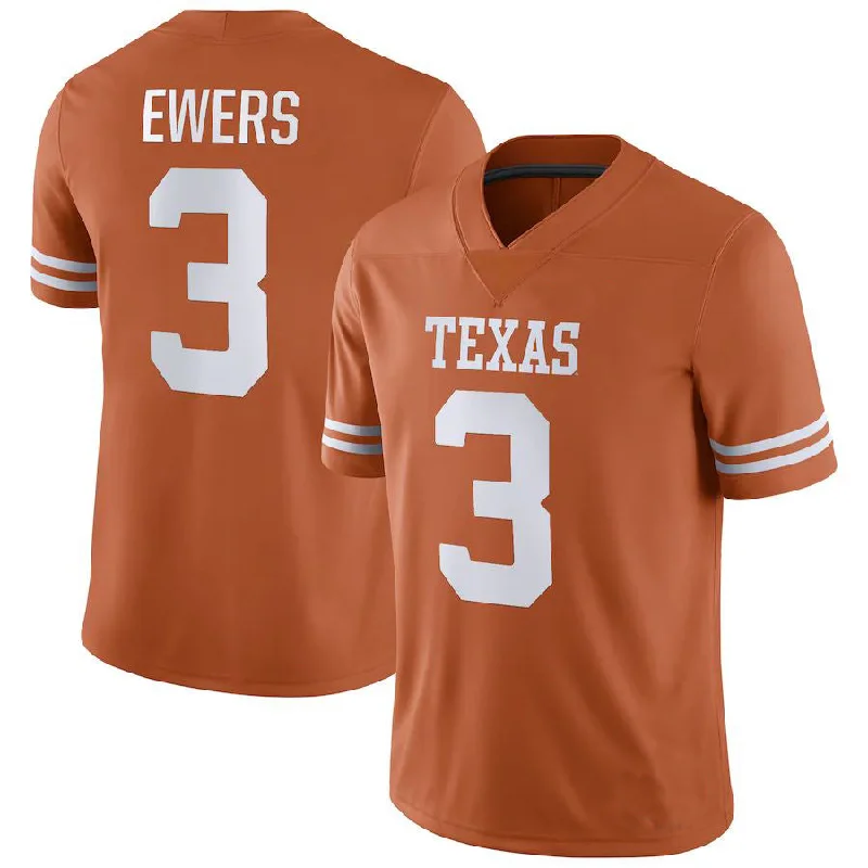 Heavy-Duty Football Jersey-T.Longhorns #3 Quinn Ewers NIL Replica Football Jersey Texas Orange Stitched American College Jerseys