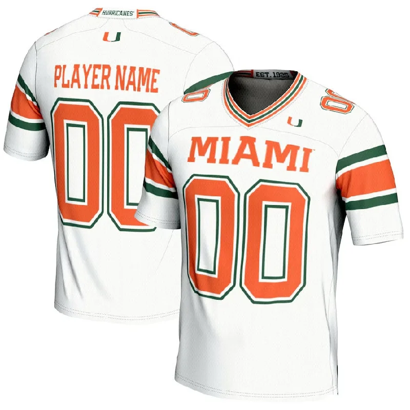 Fan Edition Football Jersey-Custom M.Hurricanes GameDay Greats NIL Pick-A-Player Football Jersey - White American College Jerseys