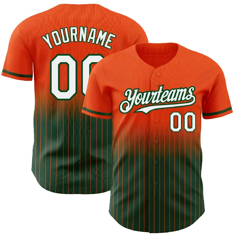 Limited Edition Baseball Jersey-Custom Orange Pinstripe White-Green Authentic Fade Fashion Baseball Jersey