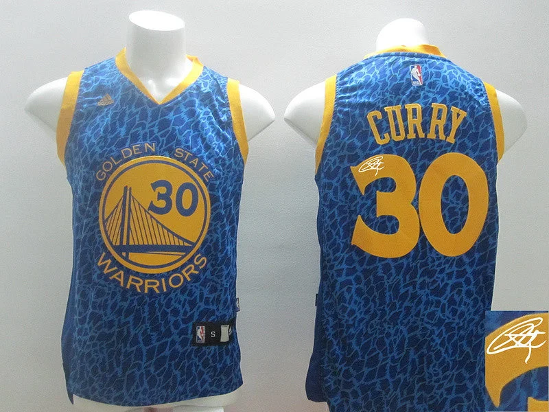 Basketball Enthusiast Jersey-Warriors 30 Curry Blue Crazy Light Signature Edition Basketball Jerseys