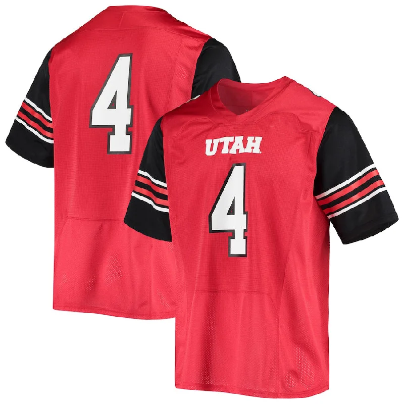 Anniversary Football Jersey-#4 U.Utes Under Under Armour Logo Replica Football Jersey Red Stitched American College Jerseys