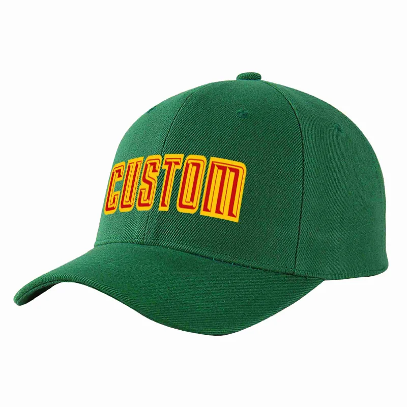 Classic Snapback Baseball Cap-Custom Green Red-Yellow Curved Eaves Sport Baseball Cap Design for Men/Women/Youth