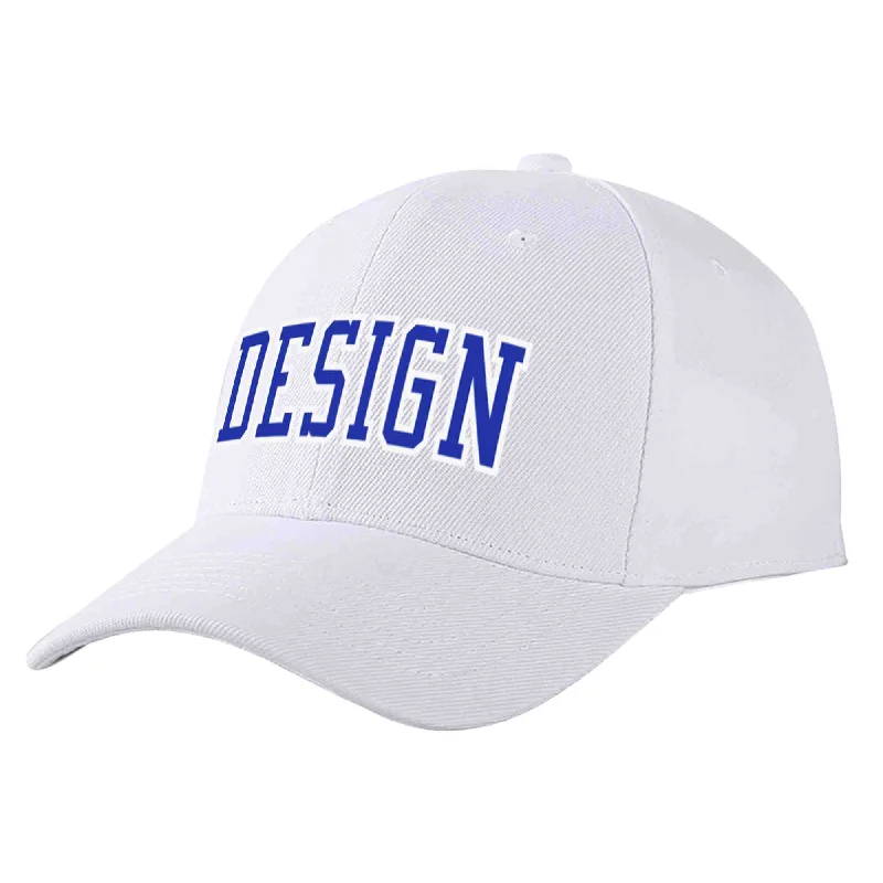 Pirate Baseball Cap-Custom White Royal-White Curved Eaves Sport Design Baseball Cap