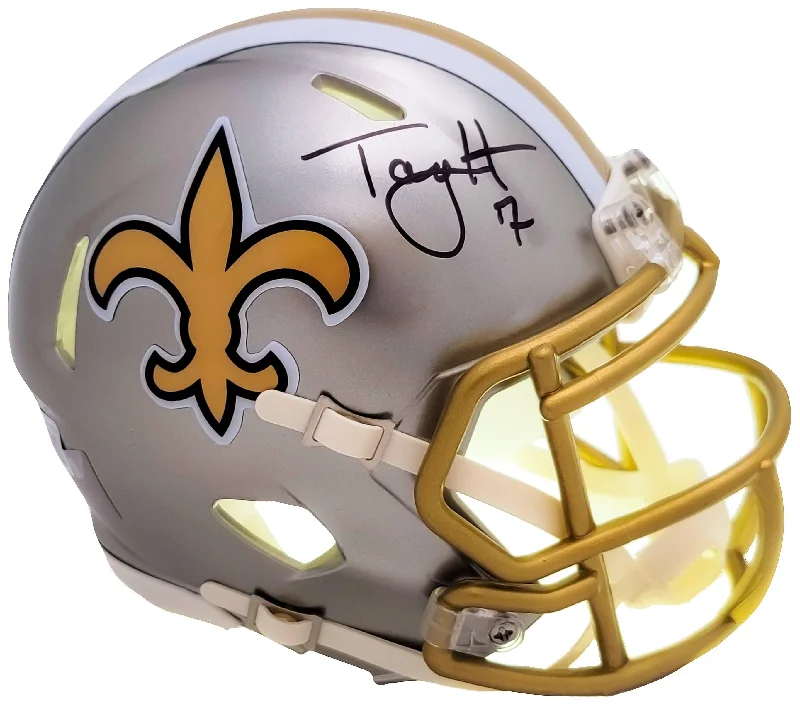 Washable Rugby Helmet-Taysom Hill Autographed New Orleans Saints Flash Gray Speed Mini Helmet Beckett BAS Stock #206507