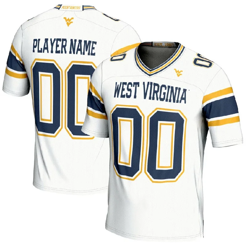 Championship Football Jersey-W.Virginia Mountaineers GameDay Greats NIL Pick-A-Player Football Jersey - White American College Jerseys