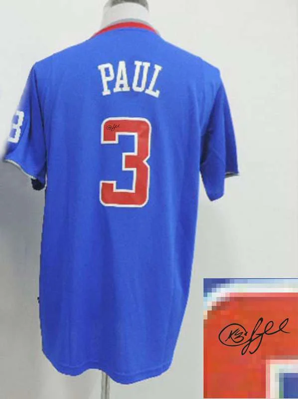 Championship Run Basketball Jersey-Clippers 3 Paul Blue Christmas Signature Edition Basketball Jerseys