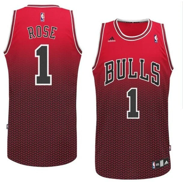 Basketball History Buff Jersey-Bulls 1 Rose Red And Black Resonate Fashion Swingman Basketball Jersey