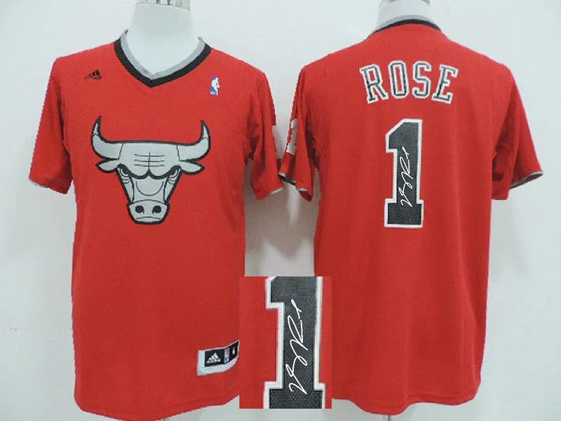 Basketball Scorer Jersey-Bulls 1 Rose Red Signature Basketball Jerseys