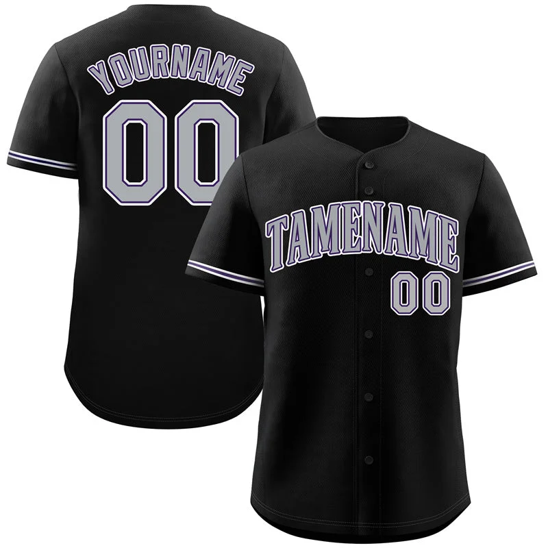 Fan Baseball Jersey-Custom Black Gray-Purple Classic Style Authentic Baseball Jersey